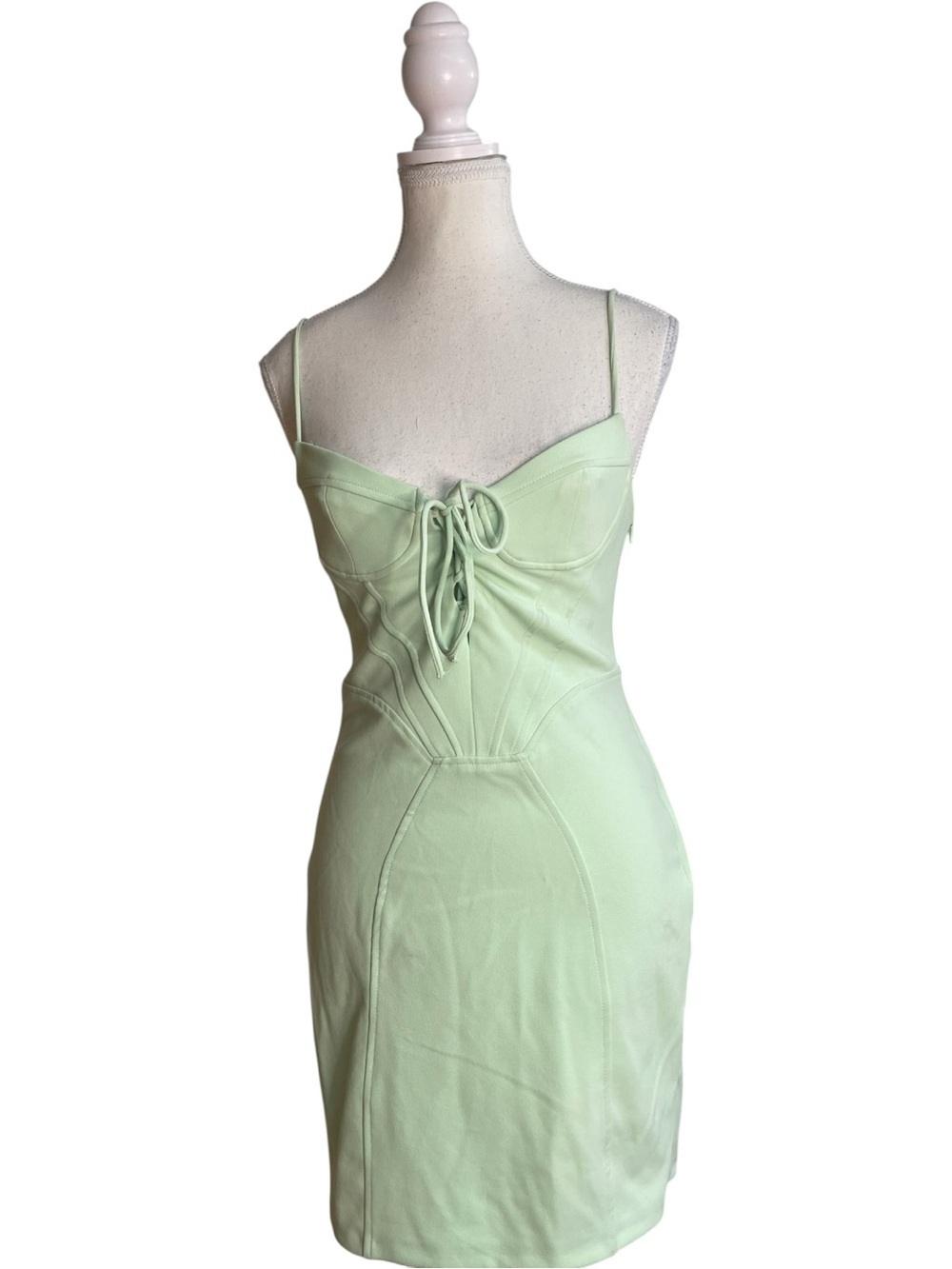 Zara Corset Style Mini Dress Green